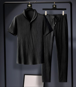 hari trendz clothing men night suit set black self design