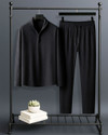 HARI TRENDZ CLOTHING Men Night Suit Set Black Self Design
