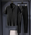 HARI TRENDZ CLOTHING Men Night Suit Set Black Self Design