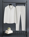 HARI TRENDZ CLOTHING Men Night Suit Set White Self Design