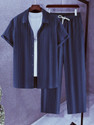 HARI TRENDZ CLOTHING Men Self Design Blue Night Suit Set