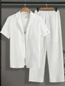 HARI TRENDZ CLOTHING Men Self Design White Night Suit Set