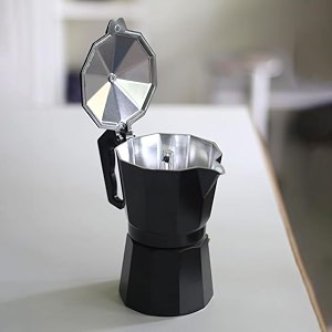 aluminium italian espresso stove coffee maker filter coffee percolator - moka pot black 6cup