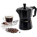 Aluminium Italian Espresso Stove Coffee Maker Filter Coffee Percolator - Moka Pot (Black 3cup)