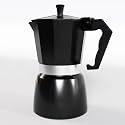 Aluminium Italian Espresso Stove Coffee Maker Filter Coffee Percolator - Moka Pot (Black Silver 3cup)