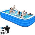 10ft Feet 3 Stripped Printed Inflatable Rectangle Bath Tub and Swimming Pool for Adults and Kids Spa with Pump