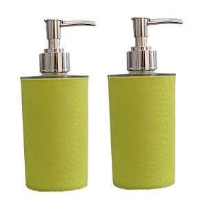 liquid soap dispensershampoobottle set with pump for handwash in bathroom kitchen sink chrome finish top pebble green