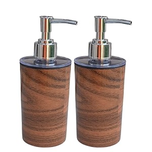 liquid soap dispensershampoobottle set with pump for handwash in bathroom kitchen sink chrome finish top wooden line