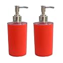 Liquid Soap Dispenser/Shampoo/Bottle Set with Pump for handwash in Bathroom, Kitchen Sink Chrome Finish top (Pebble red)