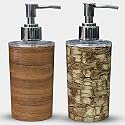 Liquid Soap Dispenser/Shampoo/Bottle Set with Pump for handwash in Bathroom, Kitchen Sink Chrome Finish top(Pack of 2) (Line Marble)