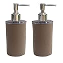 Liquid Soap Dispenser/Shampoo/Bottle Set with Pump for handwash in Bathroom, Kitchen Sink Chrome Finish top (Pebble Brown)