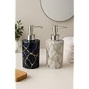 Liquid Soap Dispenser/Shampoo/Bottle Set with Pump for handwash in Bathroom, Kitchen Sink Chrome Finish top (Glitter Black), Plastic