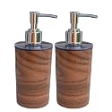 Liquid Soap Dispenser/Shampoo/Bottle Set with Pump for handwash in Bathroom, Kitchen Sink Chrome Finish top (Wooden line)