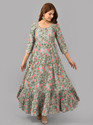 Harivastra Printed Viscose Rayon Stitched Anarkali Gown (Grey)