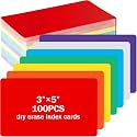 Harloon 100 Pcs Dry Erase Index Cards 3 x 5 Inch, Colorful