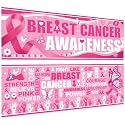Harloon 2 Pcs Pink Ribbon Cancer Awareness Banner 13.8x38.6 Inch