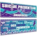 Harloon 2 Pcs Suicide Prevention Banner, Purple Teal Ribbon 988 Decoration