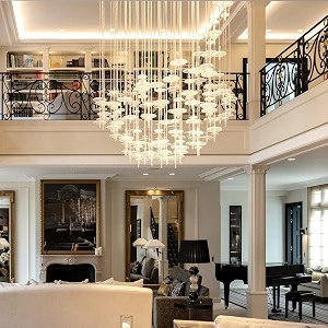 harold electricals na39vi loreyu crystal chandelier  staircase ceiling light flush mount  chandelier light fixture for hallway living room hotel amp entryways -dia 24 inch - 20 pendant chrome plate