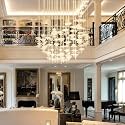 Harold Electricals Na'vi Loreyu Crystal Chandelier | Staircase Ceiling Light Flush Mount | Chandelier Light Fixture for Hallway, Living Room, Hotel & Entryways -Dia 24 Inch - 20 Pendant (Chrome Plate)