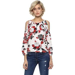 Harpa Cold Shoulder White BlouseGR5096A-WHITE