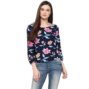 Harpa Round Neck Printed Tops
