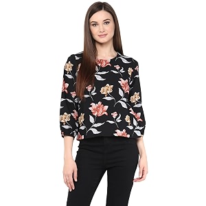 Harpa Round Neck Printed Tops