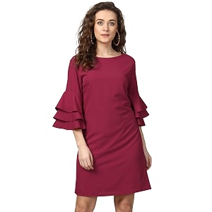 Harpa Round Neck Solid Dress