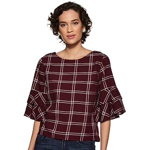 HARPA Womens Checkered Regular Fit Top