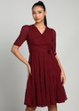 HARPA Women Fit and Flare Maroon Knee Length Dress