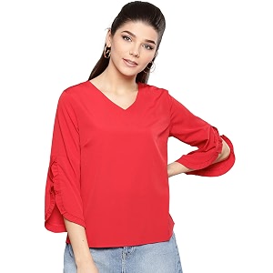 Harpa Women V-Neck Solid Top