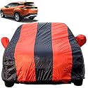 Harrier Dustproof Car Cover with Mirror Pockets, Red Blue Stripes, Taffeta Polyster,Triple Stitched, Compatible with Tata Harrier Car Cover (2019 to 2024), Harrier Car Accessories
