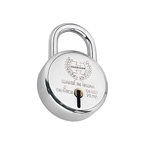 harrison 0672 j-supreme round 65mm bcp padlock with 6 lever silver  padlock padlocks locks for home locks for main door