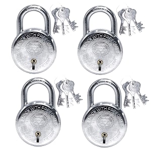 harrison 4 steel 5 levers padlock with 3 keys pack of 4 silver t-26 litebcp-0533_pk