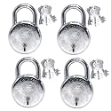 Harrison 4 Steel 5 Levers Padlock with 3 Keys Pack of 4 (Silver, T-26 LITE/BCP-0533_PK)