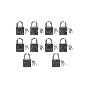 harrison c i-0320_pk 10 iron 3 pins padlock with 3 keys pack of 10 grey  padlock padlocks locks for home locks for main door