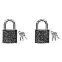 Harrison Luggage Lock C I-0320 Key Padlock with 3 Keys Mild Steel Solid Body Hardened Shackle Suitable for Suitcase, Bag, Bagpack, Small Lock (Grey) - Pack of 2
