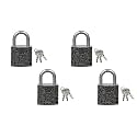 Harrison Luggage Lock C I-0320 Key Padlock with 3 Keys Mild Steel Solid Body Hardened Shackle Suitable for Suitcase Lock, Bag Lock, Bagpack, Small Locks - Grey (Pack of 4)