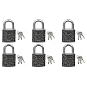 Harrison Luggage Lock C I-0320 Key Padlock with 3 Keys Mild Steel Solid Body Hardened Shackle Suitable for Suitcase Lock, Bag Lock, Bagpack Lock, Small Locks (Pack of 6), Grey