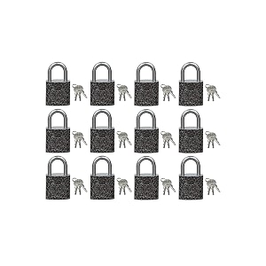 harrison luggage lock c i-0320 key padlock with 3 keys mild steel solid body hardened shackle suitable for suitcase bag lock bagpack small lock pack of 12 grey