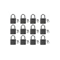 Harrison Luggage Lock C I-0320 Key Padlock with 3 Keys Mild Steel Solid Body Hardened Shackle Suitable for Suitcase, Bag Lock, Bagpack, Small Lock (Pack of 12), Grey