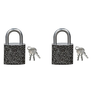 harrison luggage lock c i-0320 key padlock with 3 keys mild steel solid body hardened shackle suitable for suitcase bag bagpack small lock grey - pack of 2