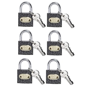harrison c i-0322_pk 6 iron 3 pins padlock with 3 keys pack of 6 grey