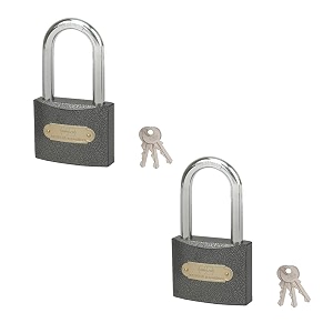 harrison c i ls-0323_pk 2 iron 3 pins padlock with 3 keys pack of 2 grey