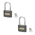 Harrison C I/ LS-0323_PK 2 Iron 3 Pins Padlock with 3 Keys (Pack of 2), Grey
