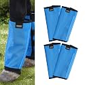 Harrison Howard Loose Fitting Fly Boots UV-Protective Extra Tough Mesh Ventilated Four Fasteners Stay-on Design Protect Horse Legs &amp; Stomp-Reducing Set of 4 Sky Blue Medium