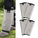 Harrison Howard Loose Fitting Fly Boots UV-Protective Extra Tough Mesh Ventilated Four Fasteners Stay-on Design Protect Horse Legs &amp; Stomp-Reducing Set of 4 Silver Grey Medium