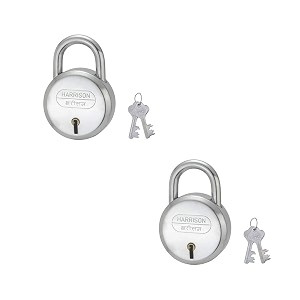 harrison j-6bcp-0264_pk 2 6 levers padlock with 2 keys silver steel finish