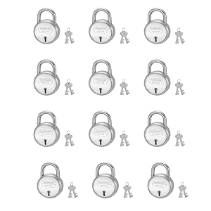 harrison j-6bcp-0264_pk 12 steel 6 levers padlock with 2 keys pack of 12 silver