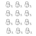 Harrison J-6/BCP-0264_PK 12 Steel 6 Levers Padlock with 2 Keys (Pack of 12), Silver