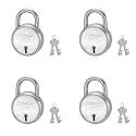 Harrison J-6/BCP-0264_PK 4 Steel 6 Levers Padlock with 2 Keys (Pack of 4), Silver